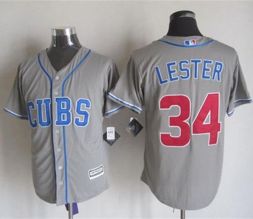 Cubs #34 Jon Lester Grey Alternate Road New Cool Base Stitched MLB Jersey - Click Image to Close